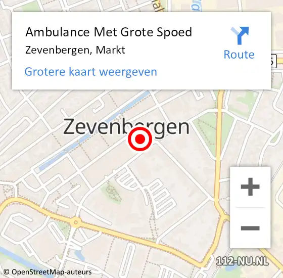 Locatie op kaart van de 112 melding: Ambulance Met Grote Spoed Naar Zevenbergen, Markt op 15 februari 2019 23:37