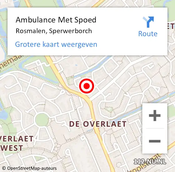 Locatie op kaart van de 112 melding: Ambulance Met Spoed Naar Rosmalen, Sperwerborch op 15 februari 2019 23:42