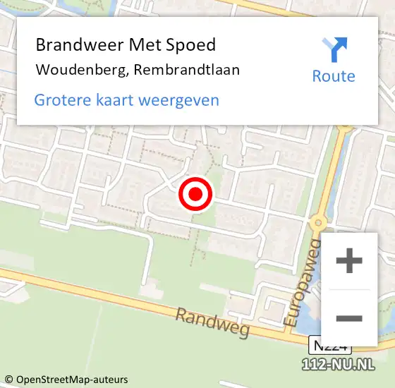 Locatie op kaart van de 112 melding: Brandweer Met Spoed Naar Woudenberg, Rembrandtlaan op 15 februari 2019 23:50