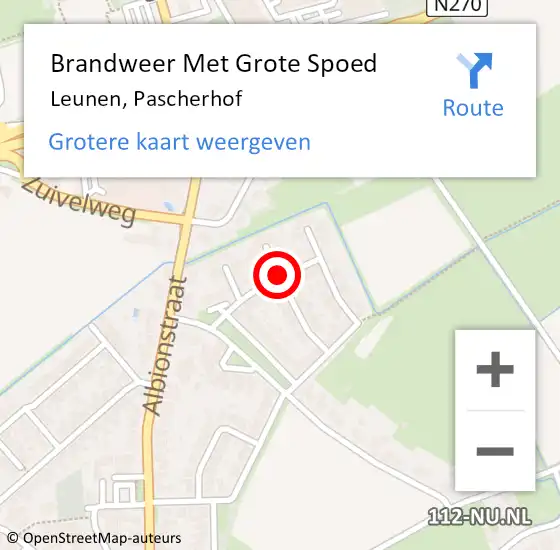 Locatie op kaart van de 112 melding: Brandweer Met Grote Spoed Naar Leunen, Pascherhof op 16 februari 2019 00:20