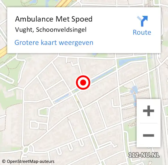 Locatie op kaart van de 112 melding: Ambulance Met Spoed Naar Vught, Schoonveldsingel op 16 februari 2019 01:24