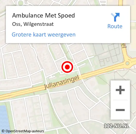 Locatie op kaart van de 112 melding: Ambulance Met Spoed Naar Oss, Wilgenstraat op 16 februari 2019 03:48