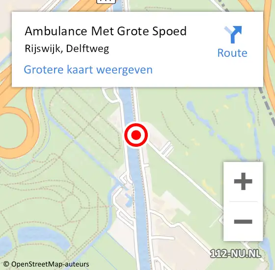 Locatie op kaart van de 112 melding: Ambulance Met Grote Spoed Naar Rijswijk, Delftweg op 16 februari 2019 05:08