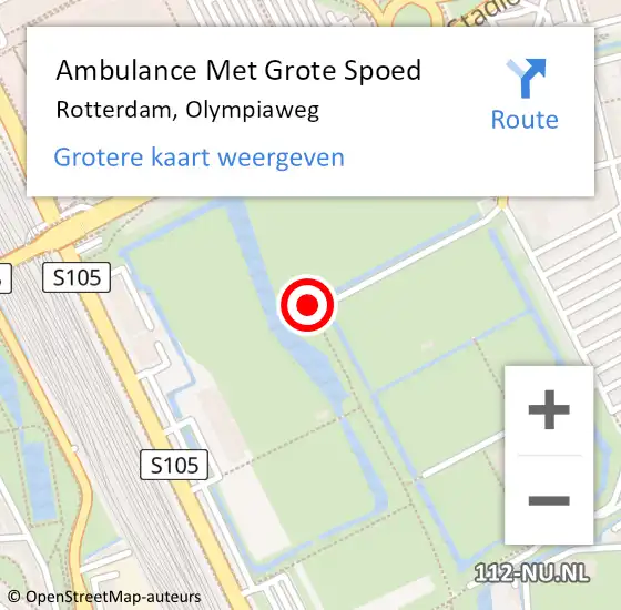 Locatie op kaart van de 112 melding: Ambulance Met Grote Spoed Naar Rotterdam, Olympiaweg op 16 februari 2019 05:45