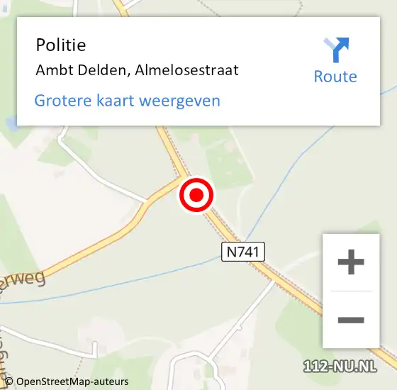 Locatie op kaart van de 112 melding: Politie Ambt Delden, Almelosestraat op 16 februari 2019 05:47