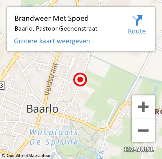 Locatie op kaart van de 112 melding: Brandweer Met Spoed Naar Baarlo, Pastoor Geenenstraat op 16 februari 2019 07:01