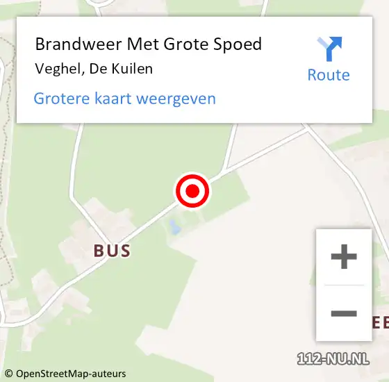 Locatie op kaart van de 112 melding: Brandweer Met Grote Spoed Naar Veghel, De Kuilen op 16 februari 2019 08:01