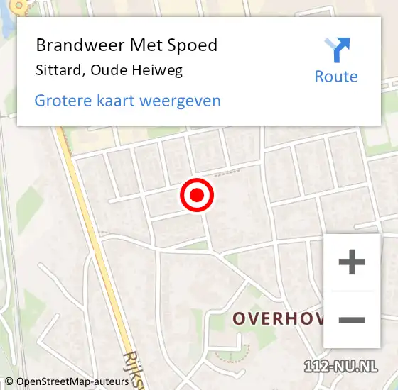 Locatie op kaart van de 112 melding: Brandweer Met Spoed Naar Sittard, Oude Heiweg op 16 februari 2019 08:03