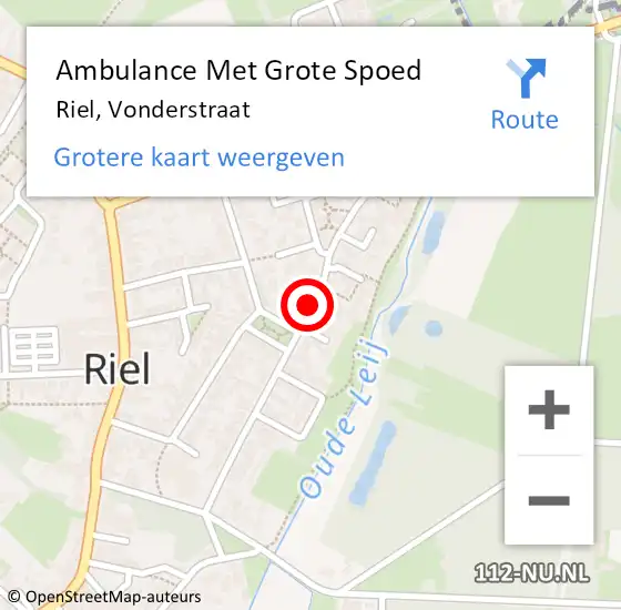 Locatie op kaart van de 112 melding: Ambulance Met Grote Spoed Naar Riel, Vonderstraat op 16 februari 2019 08:08