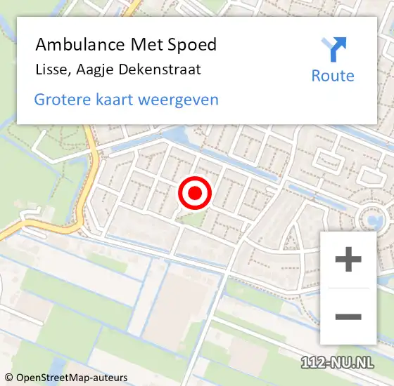 Locatie op kaart van de 112 melding: Ambulance Met Spoed Naar Lisse, Aagje Dekenstraat op 16 februari 2019 09:09