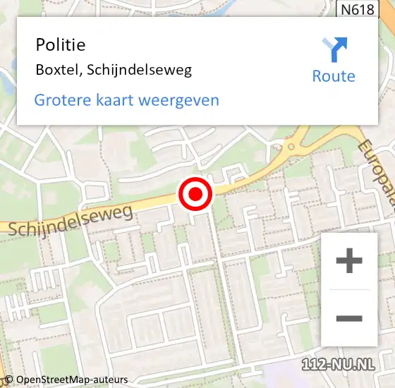 Locatie op kaart van de 112 melding: Politie Boxtel, Schijndelseweg op 16 februari 2019 10:39