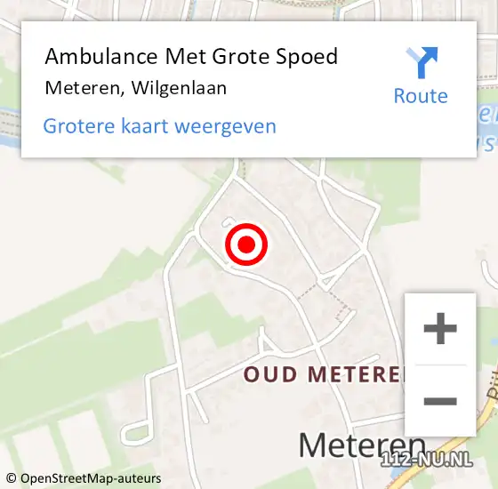Locatie op kaart van de 112 melding: Ambulance Met Grote Spoed Naar Meteren, Wilgenlaan op 16 februari 2019 10:46