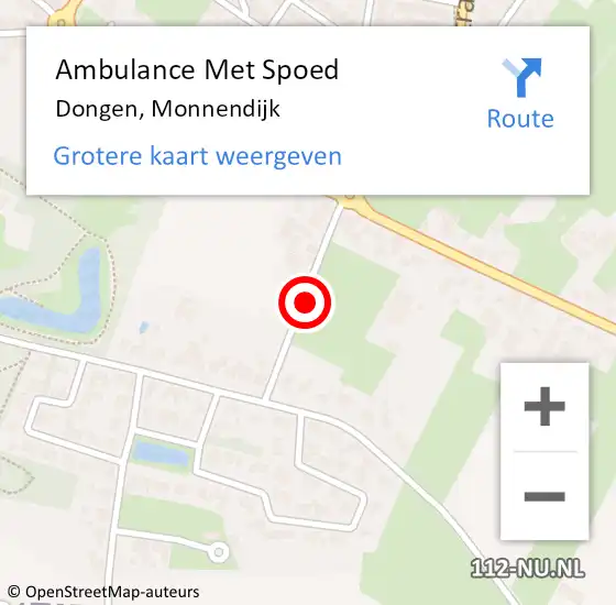 Locatie op kaart van de 112 melding: Ambulance Met Spoed Naar Dongen, Monnendijk op 16 februari 2019 11:04