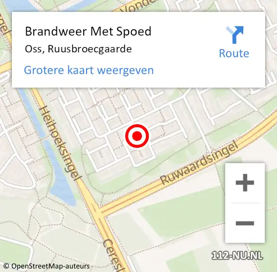 Locatie op kaart van de 112 melding: Brandweer Met Spoed Naar Oss, Ruusbroecgaarde op 16 februari 2019 12:04