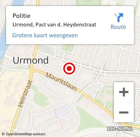 Locatie op kaart van de 112 melding: Politie Urmond, Past van d. Heydenstraat op 16 februari 2019 12:44