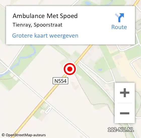 Locatie op kaart van de 112 melding: Ambulance Met Spoed Naar Tienray, Spoorstraat op 16 februari 2019 12:48