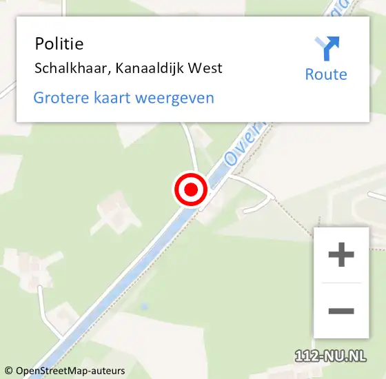 Locatie op kaart van de 112 melding: Politie Schalkhaar, Kanaaldijk West op 16 februari 2019 12:50