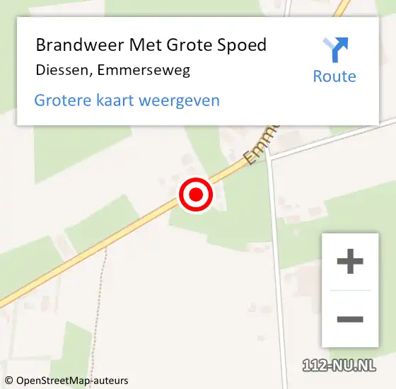 Locatie op kaart van de 112 melding: Brandweer Met Grote Spoed Naar Diessen, Emmerseweg op 16 februari 2019 13:31