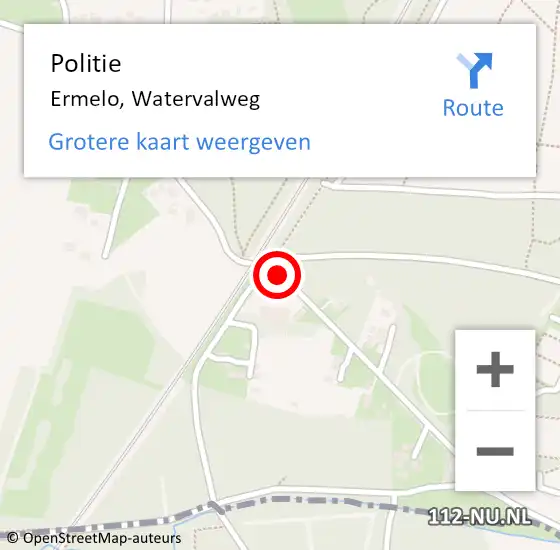 Locatie op kaart van de 112 melding: Politie Ermelo, Watervalweg op 16 februari 2019 13:43