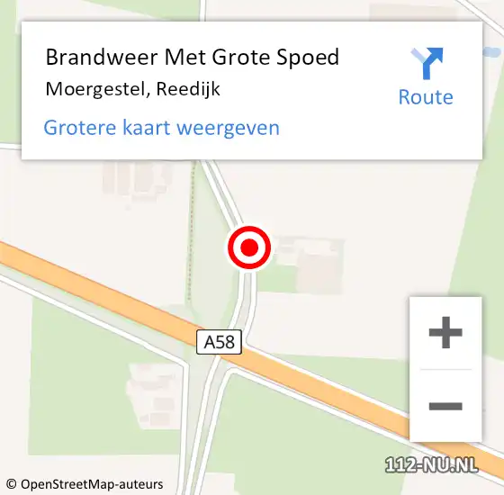 Locatie op kaart van de 112 melding: Brandweer Met Grote Spoed Naar Moergestel, Reedijk op 16 februari 2019 14:16