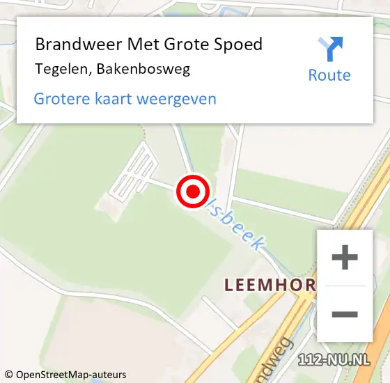 Locatie op kaart van de 112 melding: Brandweer Met Grote Spoed Naar Tegelen, Bakenbosweg op 16 februari 2019 15:06