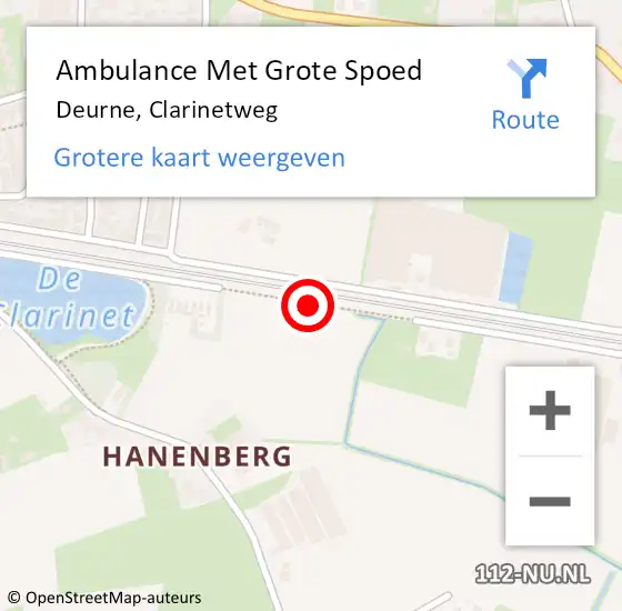 Locatie op kaart van de 112 melding: Ambulance Met Grote Spoed Naar Deurne, Clarinetweg op 16 februari 2019 15:22