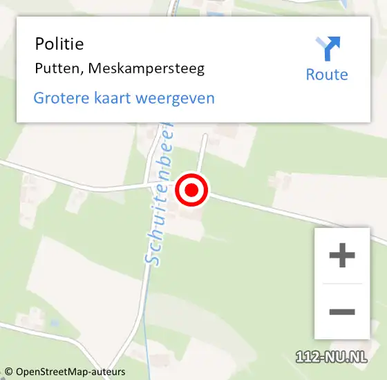 Locatie op kaart van de 112 melding: Politie Putten, Meskampersteeg op 16 februari 2019 15:39