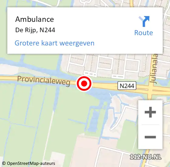 Locatie op kaart van de 112 melding: Ambulance De Rijp, N244 op 16 februari 2019 16:06