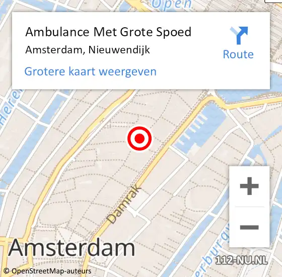 Locatie op kaart van de 112 melding: Ambulance Met Grote Spoed Naar Amsterdam, Nieuwendijk op 16 februari 2019 16:07