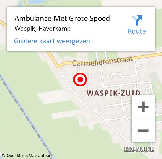 Locatie op kaart van de 112 melding: Ambulance Met Grote Spoed Naar Waspik, Haverkamp op 16 februari 2019 16:15