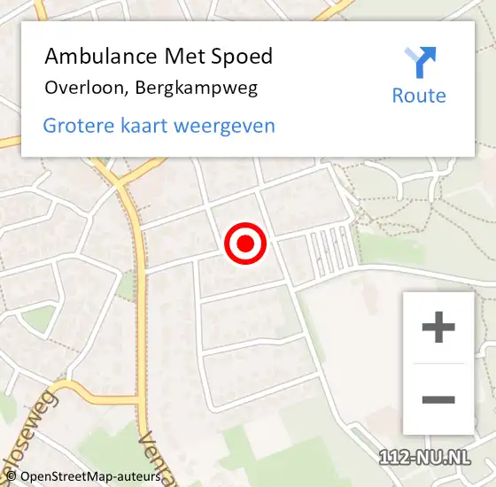 Locatie op kaart van de 112 melding: Ambulance Met Spoed Naar Overloon, Bergkampweg op 16 februari 2019 16:28