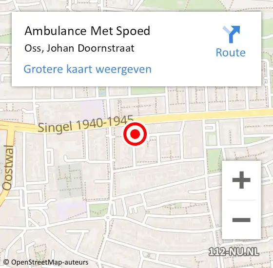 Locatie op kaart van de 112 melding: Ambulance Met Spoed Naar Oss, Johan Doornstraat op 16 februari 2019 16:31