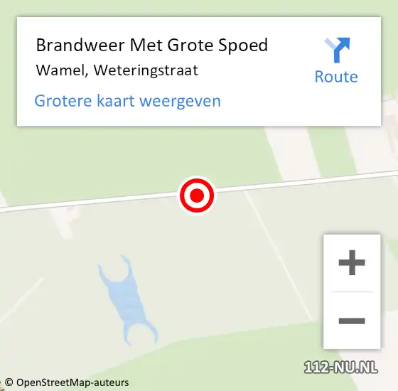 Locatie op kaart van de 112 melding: Brandweer Met Grote Spoed Naar Wamel, Weteringstraat op 16 februari 2019 16:39