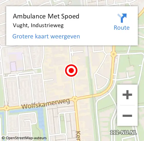 Locatie op kaart van de 112 melding: Ambulance Met Spoed Naar Vught, Industrieweg op 16 februari 2019 16:42