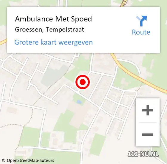 Locatie op kaart van de 112 melding: Ambulance Met Spoed Naar Groessen, Tempelstraat op 16 februari 2019 18:10