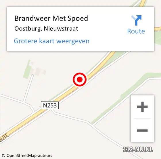 Locatie op kaart van de 112 melding: Brandweer Met Spoed Naar Oostburg, Nieuwstraat op 16 februari 2019 18:20