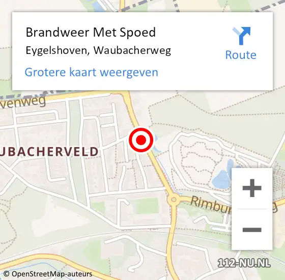 Locatie op kaart van de 112 melding: Brandweer Met Spoed Naar Eygelshoven, Waubacherweg op 16 februari 2019 18:21