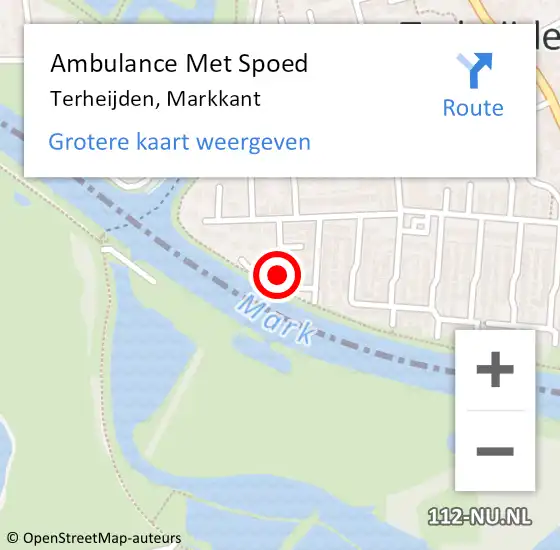 Locatie op kaart van de 112 melding: Ambulance Met Spoed Naar Terheijden, Markkant op 16 februari 2019 18:25