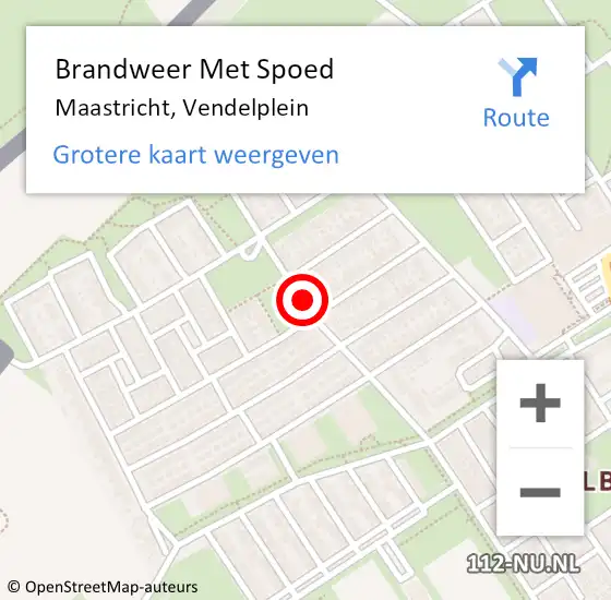 Locatie op kaart van de 112 melding: Brandweer Met Spoed Naar Maastricht, Vendelplein op 16 februari 2019 18:38