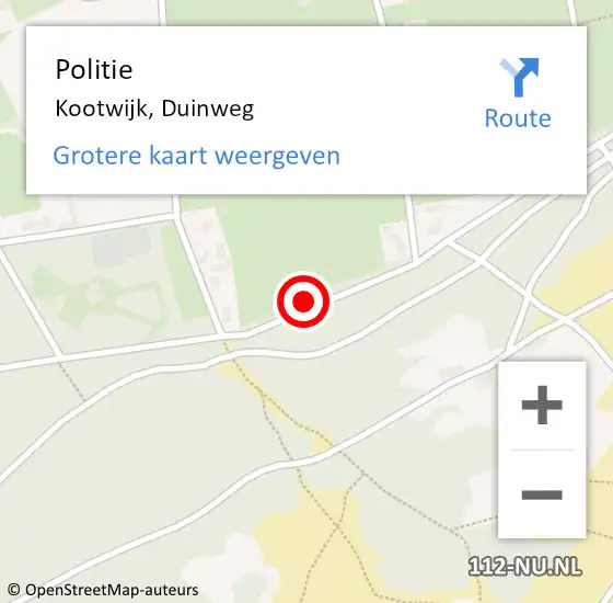 Locatie op kaart van de 112 melding: Politie Kootwijk, Duinweg op 16 februari 2019 18:39