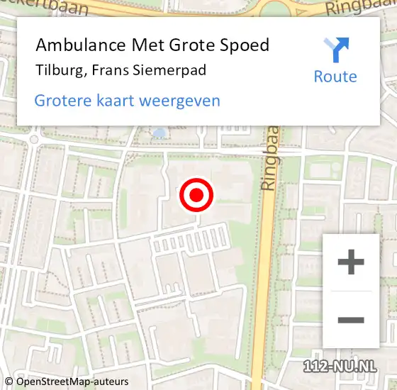 Locatie op kaart van de 112 melding: Ambulance Met Grote Spoed Naar Tilburg, Frans Siemerpad op 16 februari 2019 19:32