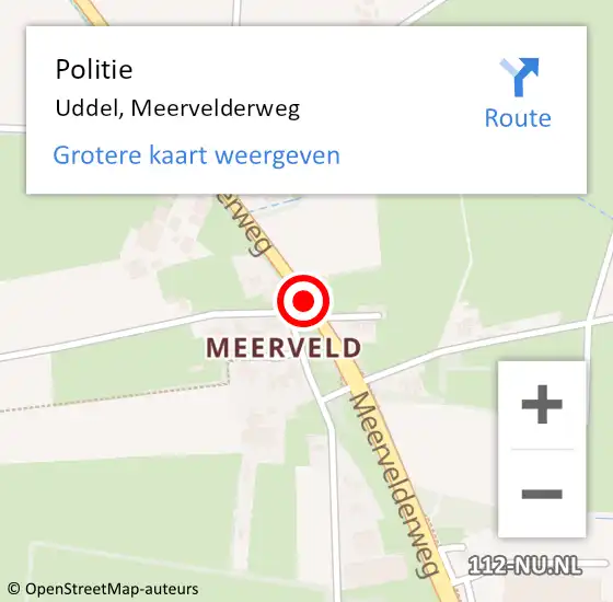 Locatie op kaart van de 112 melding: Politie Uddel, Meervelderweg op 16 februari 2019 19:37