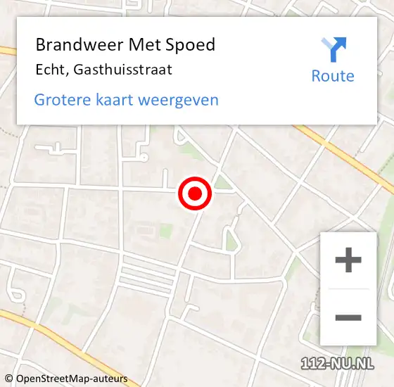 Locatie op kaart van de 112 melding: Brandweer Met Spoed Naar Echt, Gasthuisstraat op 16 februari 2019 19:59