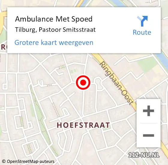 Locatie op kaart van de 112 melding: Ambulance Met Spoed Naar Tilburg, Pastoor Smitsstraat op 16 februari 2019 20:11