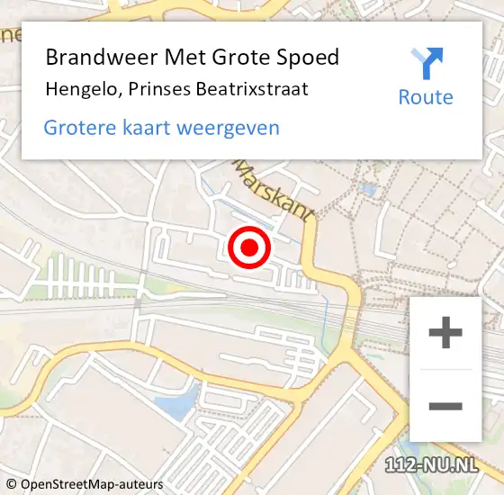 Locatie op kaart van de 112 melding: Brandweer Met Grote Spoed Naar Hengelo, Prinses Beatrixstraat op 16 februari 2019 20:44