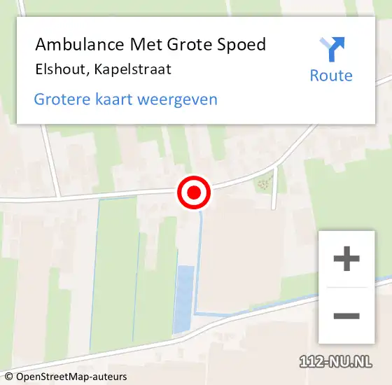 Locatie op kaart van de 112 melding: Ambulance Met Grote Spoed Naar Elshout, Kapelstraat op 16 februari 2019 21:33