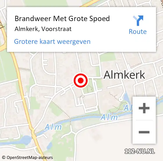 Locatie op kaart van de 112 melding: Brandweer Met Grote Spoed Naar Almkerk, Voorstraat op 16 februari 2019 22:16