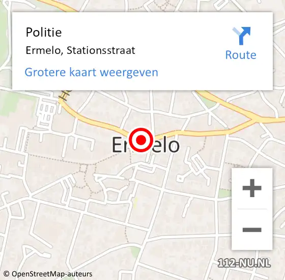 Locatie op kaart van de 112 melding: Politie Ermelo, Stationsstraat op 16 februari 2019 22:18