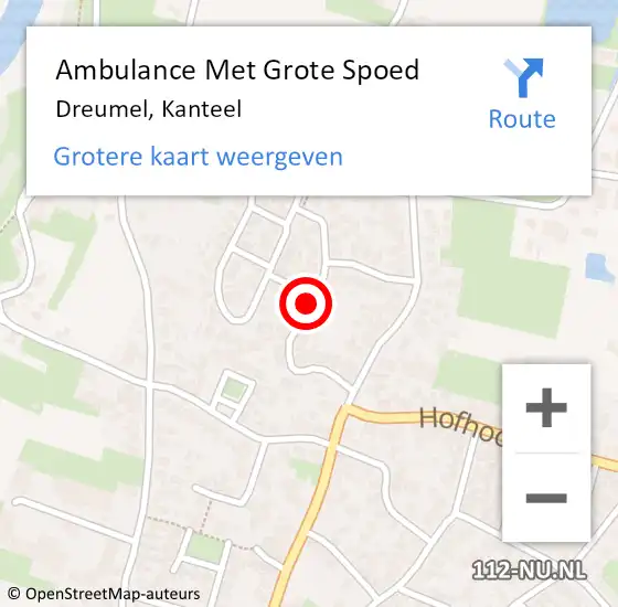 Locatie op kaart van de 112 melding: Ambulance Met Grote Spoed Naar Dreumel, Kanteel op 16 februari 2019 22:35