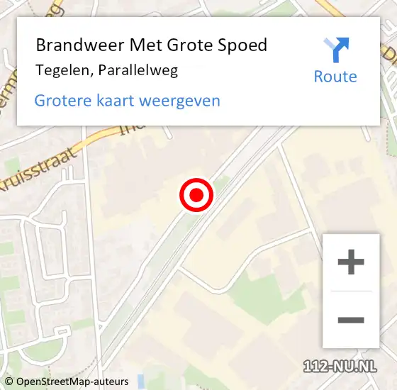 Locatie op kaart van de 112 melding: Brandweer Met Grote Spoed Naar Tegelen, Parallelweg op 16 februari 2019 23:32